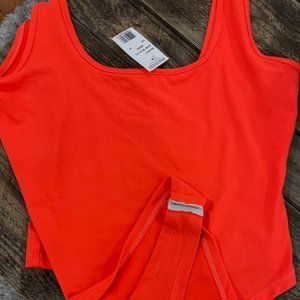 Tank top Thong Bodysuit, Scoop Neck, Size M, fluorescent orange